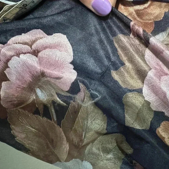 Vintage Floral Sheer Midi Dress Smocked Waist Puff Sleeves - Picture 8 of 8